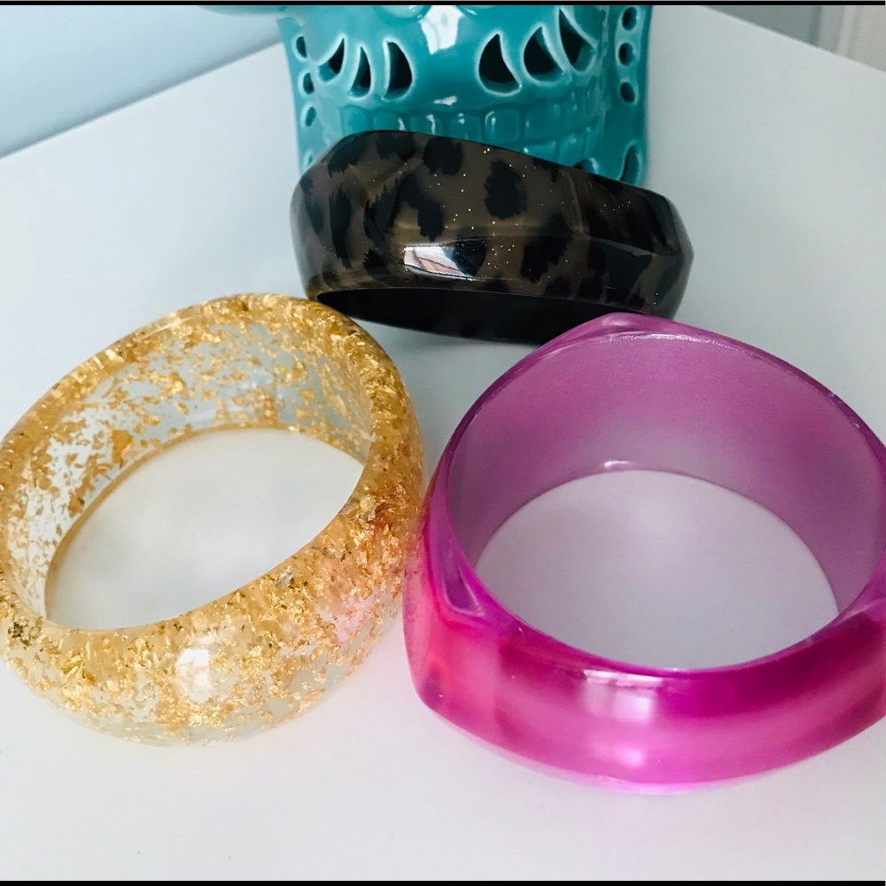 Plastic and lucite bracelets